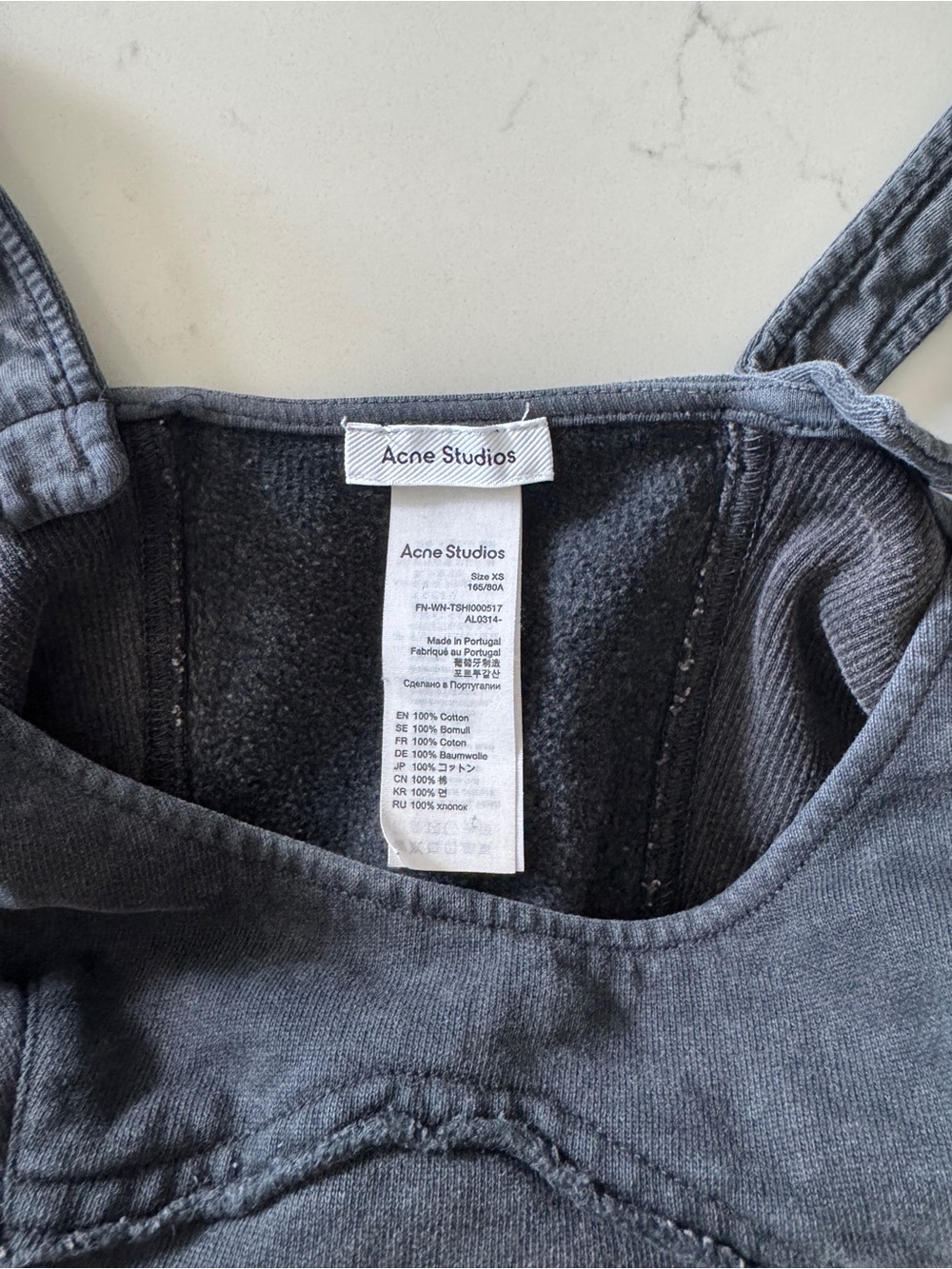 Acne Studios Grey Washed Corset Bodysuit Size XS - Picture 7 of 7